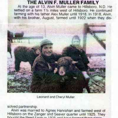 Traill County History "Yesteryears", 1976, Vol. II, page 113: Alvin Müller (Mueller) family