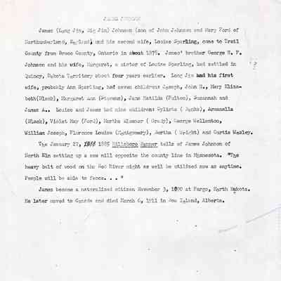 A page on James and Louise (Sparling) Johnson