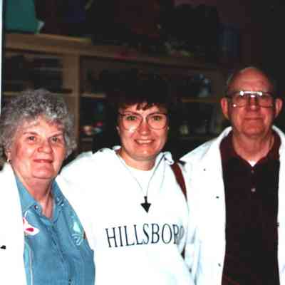 1995 family photo, courtesy Bruce Bowersox: Earl "Buster" and Joyce Fankhanel with daughter Lee Ann