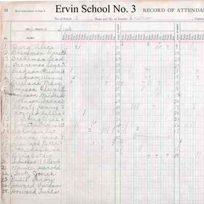 Ervin School No. 3, 1919-1920 Teacher's Register: Students enrolled