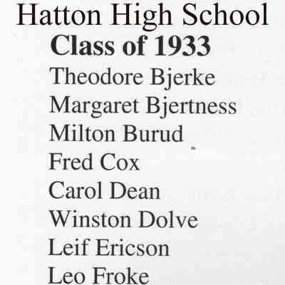 Hatton High School: Class of 1933 list of graduating students, part 1