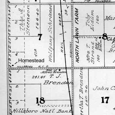 1927 Standard Atlas of Traill County, North Dakota: portion of Eldorado Township: Wolfgang Schreiner land and homestead, Section 7
