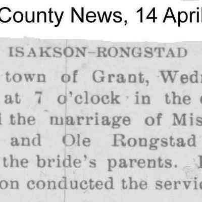 Dunn County News: Marriage news, Isakson-Rognstad