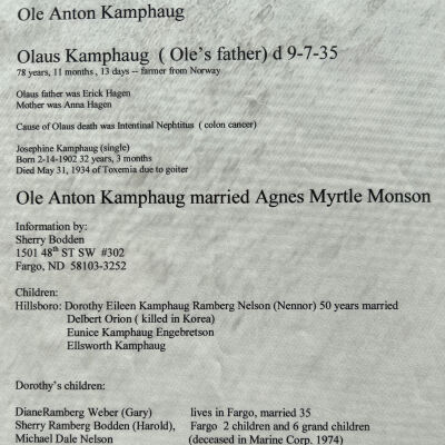 Kamphaug family: Ole & Agnes (Monson) Kamphaug and Peder & Margit (Borgen) Kamphaug of Hatton, Traill County, North Dakota