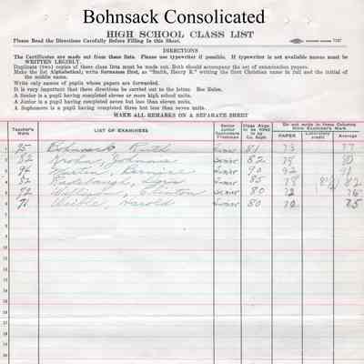Bohnsack Consolidated High School, 1930 Teachers Class List: Students enrolled in U. S. History