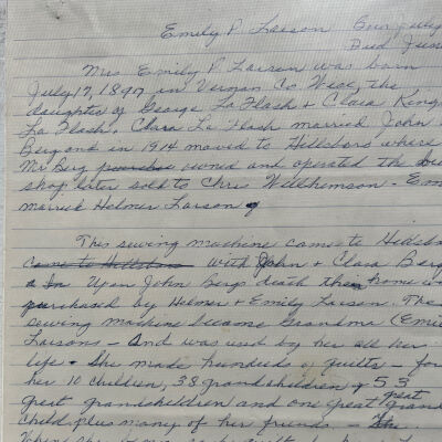 Larson family: Helmer and Emily (La Flash) Larson, 1922 Dray line operator in Hillsboro, Traill County, ND