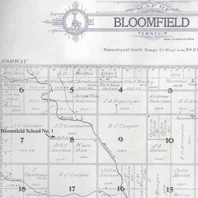 1909 Standard Atlas of Traill County, North Dakota: Location of Bloomfield School No. 1 in Section 8.