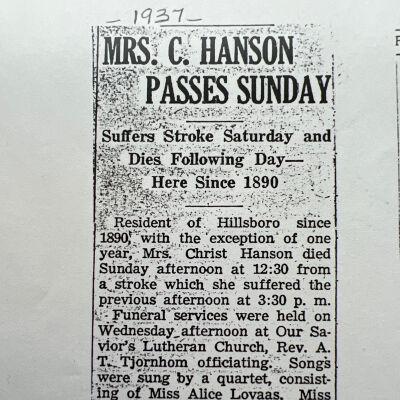 Obituary, Christiane Hanson
