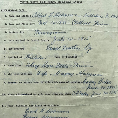Page one of questionnaire