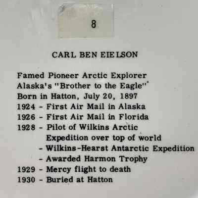 Back of Carl Ben Eielson Plate