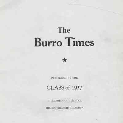 Hillsboro High School 1937 Yearbook: 1937 Yearbook title page