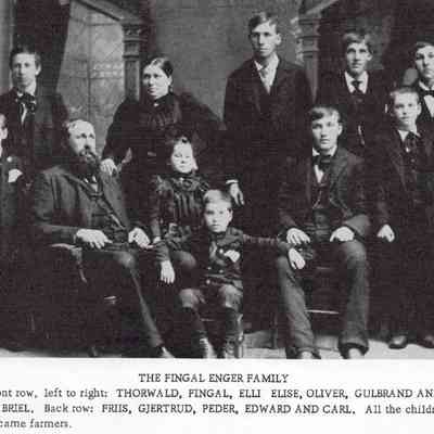 Photograph of Fingal and Gjertrud (Nelson) Enger family: From page 12, Enger Family book, 1961