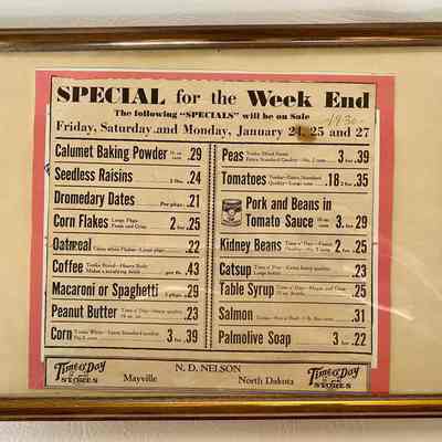 1930"s N. D. Nelson Store Ad, Mayville, ND