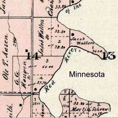 Portion of Noble Township, Cass County, ND: Jacob Walters 187.8 acres of land in Sections 13 & 14
