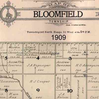Ole O. Norby farm in NE Qtr. Sect. 4, Bloomfield Township, Traill County, ND: Page 45, 1909 Standard Atlas of Traill County, North Dakota