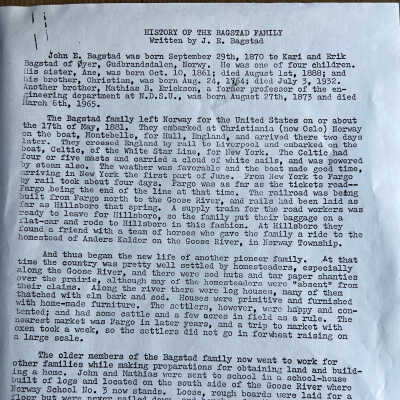 Bagstad family: John E Bagstad, 1870 to 1951, a Judge for 40 years in Traill County