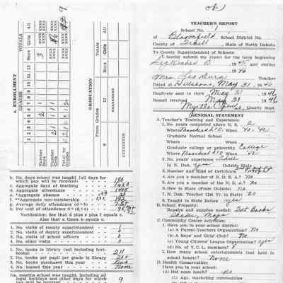 Bloomfield School No. 1: Mrs. Leo Dura, Teacher's Report, 31 May 1946