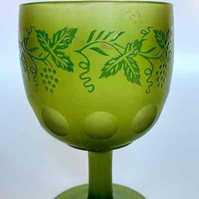 Green Frosted Wine Glass