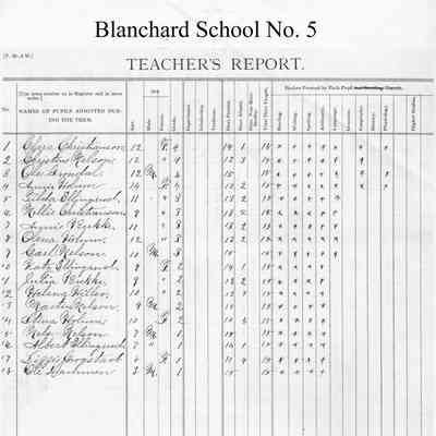 Blanchard School No. 5, 1892 Teacher's Report, Winter Term