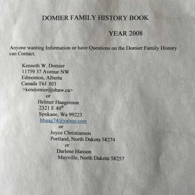 Domier family: David and Anna (Richter) Domier’s descendants