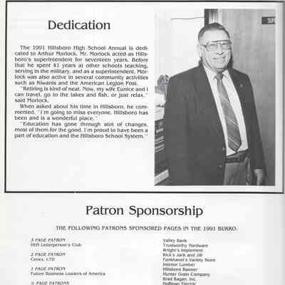 Hillsboro High School: 1991 Yearbook dedication on page 60