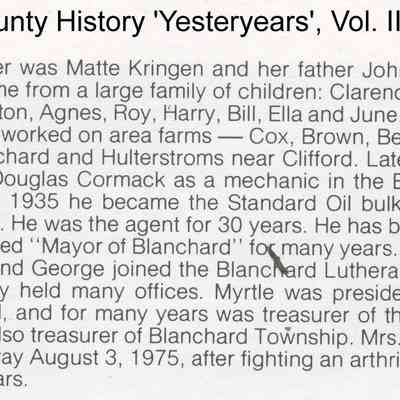 George and Myrtle (Reinan) McNeilly of Blanchard, Traill County, ND: Family History, page 108, Traill County History book, Vol. II.