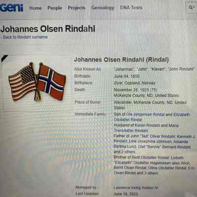 Rindahl family_ Johannes Rindahl, early settler in Norman Township, Traill County, DT