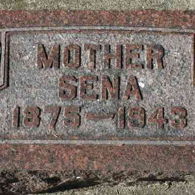 Grave-marker, Sena (Emmons) Vaagene, photo courtesy US Find-a-Grave: Bethany Cemetery, Morgan Township, Traill County, ND