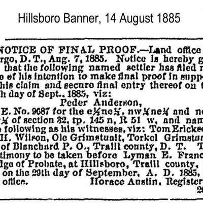 Page 5, Hillsboro Banner, 14 August 1885