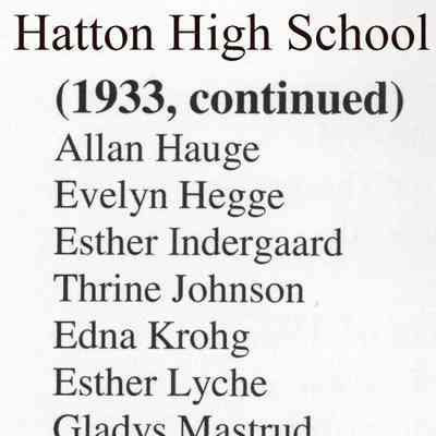 Hatton High School: Class of 1933 list of graduating students, part 2