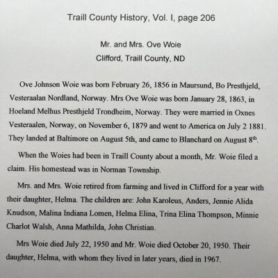 Info, Ovie Woie family, page 206, Yesteryears