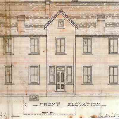 Traill County Poor Farm, architect's drawing of first residence building, built in 1883