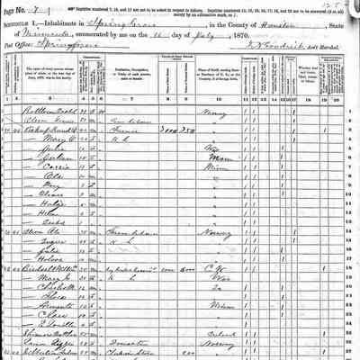 1870 US Census, Spring Grove, Houston County, MN: Knut and Mary Pikop + nine children