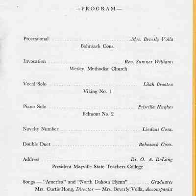 Traill County Rural Schools: 17 June 1955 Eighth Grade Graduation program