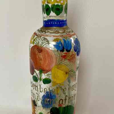 Rosemaled Whiskey Bottle
