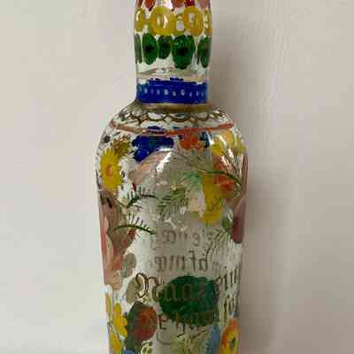 Rosemaled Whiskey Bottle