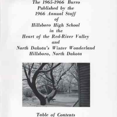 Hillsboro High School: 1966 Yearbook title and contents page