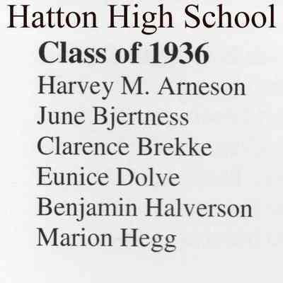 Hatton High School: Class of 1936 list of graduating students, part 1