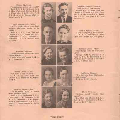 Hillsboro High School 1936 Yearbook: Class of 1936 students: page eight