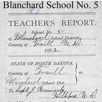 Blanchard School No. 5, 1892 Teacher's Report, Spring Term: Esther Johnson, Teacher