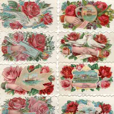 Assorted calling card produced by The Ohio Card Company, Cadiz, OH: Name Bertha L. Hayward under every decorative flap