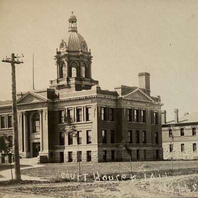 Traill County Courthouse & Jail, Postcard photograph