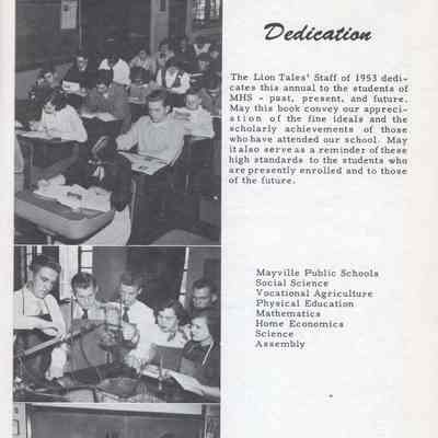Mayville High School 1953 Yearbook: Dedication, page 3