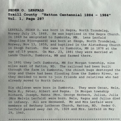 Page on Peder Lerfald