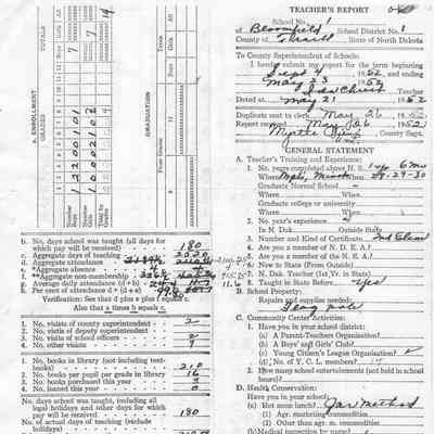 Bloomfield School No. 1: Ida Christ, Teacher's Report, 21 May 1952