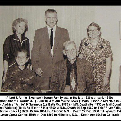Albert and Andrine (Annie) Sorum & family, about 1940.