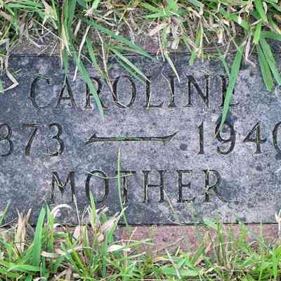 Grave-marker photo, Catholic Cemetery, Reynolds, ND: Caroline (Beitz) Schreiner, photo courtesy of US Find-a-Grave