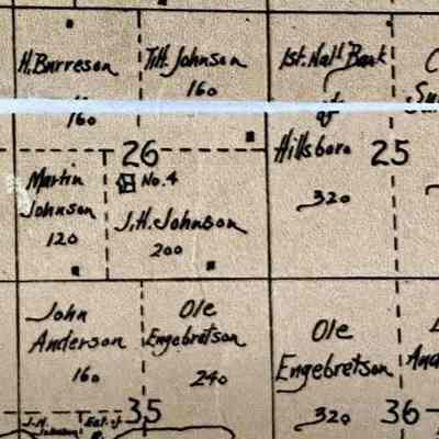 1900 Traill County Atlas, Norway Township, portions of Sections 25, 26, 35 & 36: Location of Norway School No. 4 in the Section 26