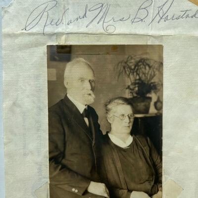 Harstad family: Rev. B J. Harstad, first pastor of Highland Lutheran Church, rural Buxton, Traill County, ND