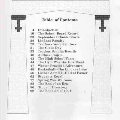 Learning in Lindaas: A North Dakota Consolidated School, 1924-1960: Table of Contents